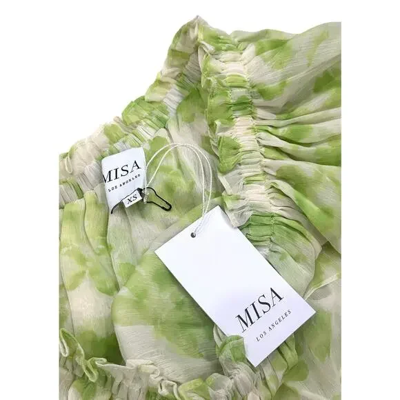 MISA Los Angeles LA Women's Midi Dress Rumi Blossom Printed Chiffon One Shoulder - Picture 6 of 6